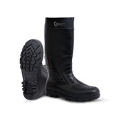 Robustt Steel Toe Lightweight Gum Boots, Standard Steel Safety Shoes, Anti Slip, Waterpoof, Breathable Printed Leather Shoes, Puncture and Tear Resistant, for Industrial Use (Black)